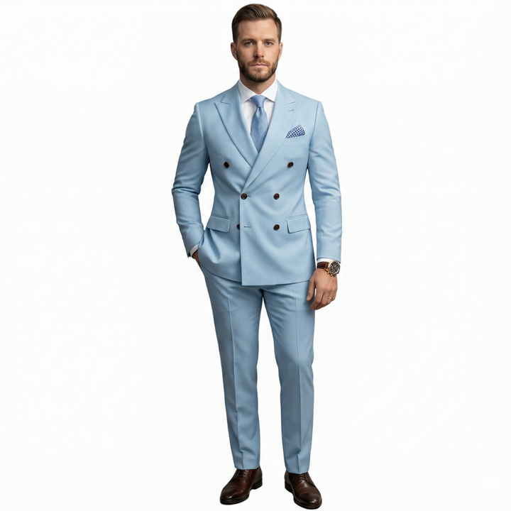 Men's Premium Double-Breasted Six-Button Two-Piece Suit-Metro Lane Plaza