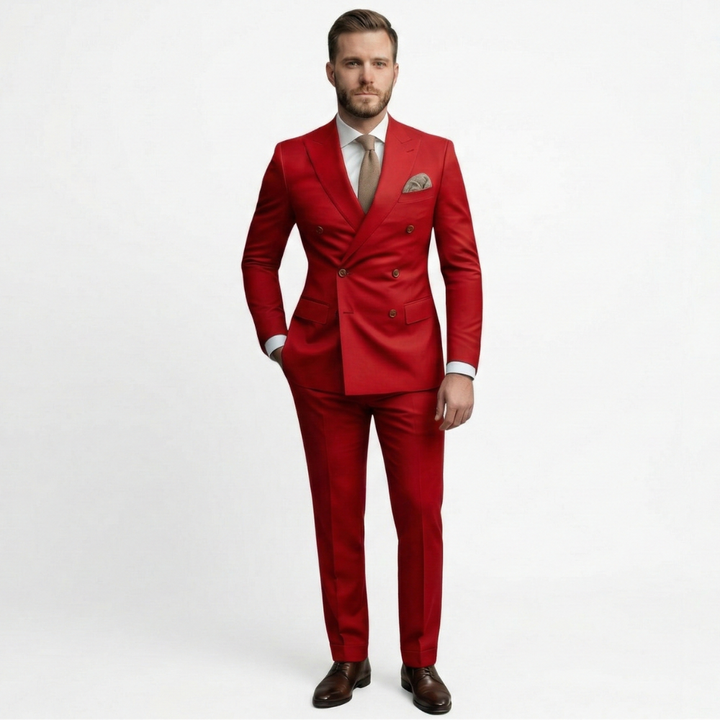 Men's Premium Double-Breasted Six-Button Two-Piece Suit-Metro Lane Plaza