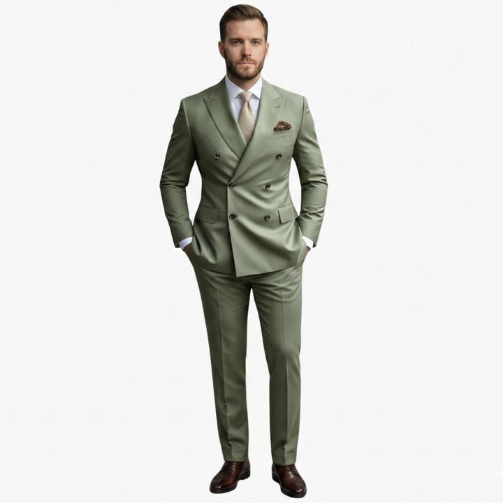 Men's Premium Double-Breasted Six-Button Two-Piece Suit-Metro Lane Plaza