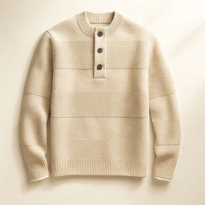 Pull en laine à col tunisien pour homme