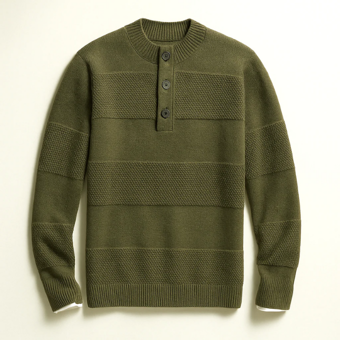 Pull en laine à col tunisien pour homme