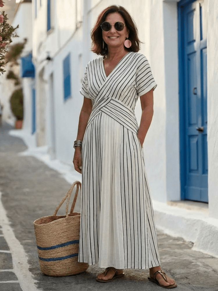 Alice | Stylish Women's Midi Dress with Short Sleeves-Metro Lane Plaza