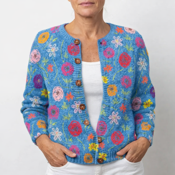 Gestrickter Damenpullover mit Print