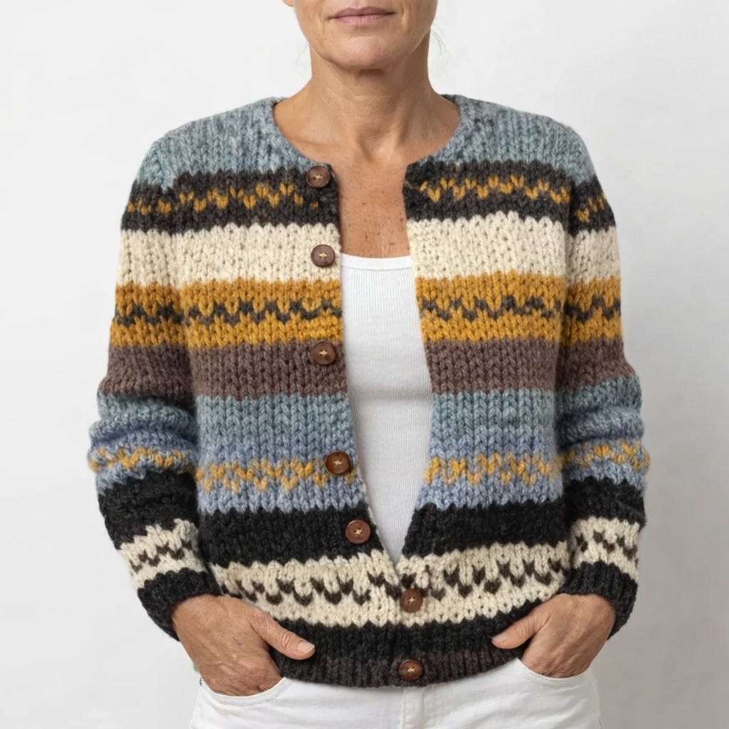 Gestrickter Damenpullover mit Print