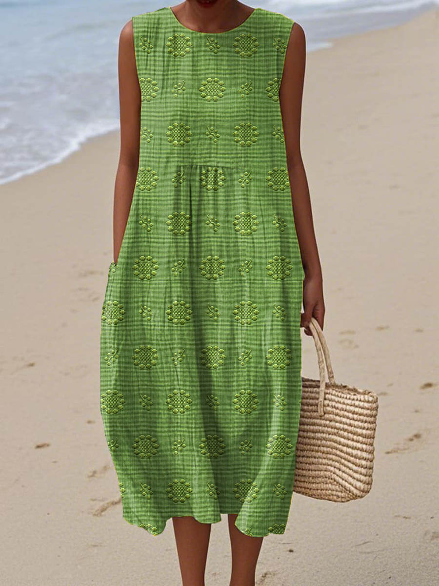 Dahlia | Women's Elegant Lightweight Midi Dress with Pockets-Metro Lane Plaza