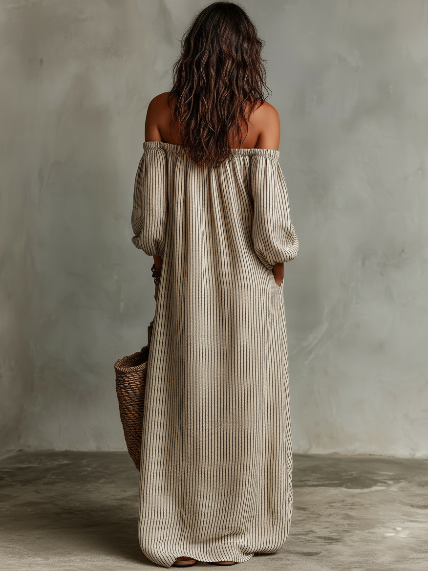 Archie | Women's Elegant Off-the-Shoulder Maxi Dress-Metro Lane Plaza