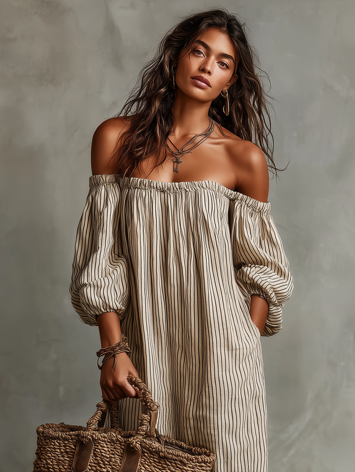 Archie | Women's Elegant Off-the-Shoulder Maxi Dress-Metro Lane Plaza