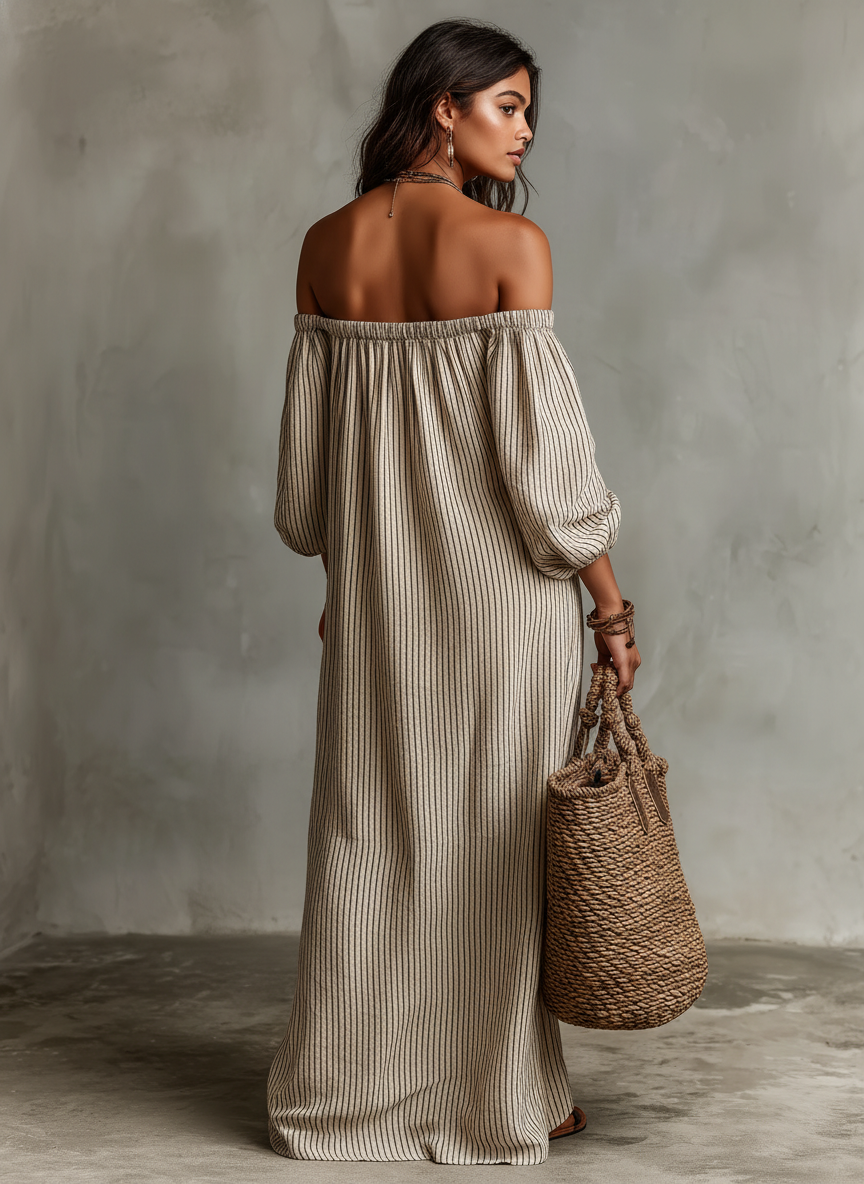 Archie | Women's Elegant Off-the-Shoulder Maxi Dress-Metro Lane Plaza