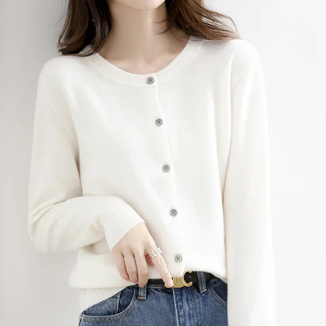 Women's Soft Button Luxury Cardigan-Metro Lane Plaza