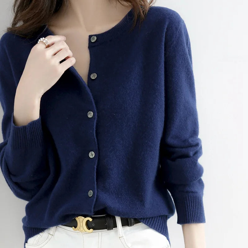 Women's Soft Button Luxury Cardigan-Metro Lane Plaza