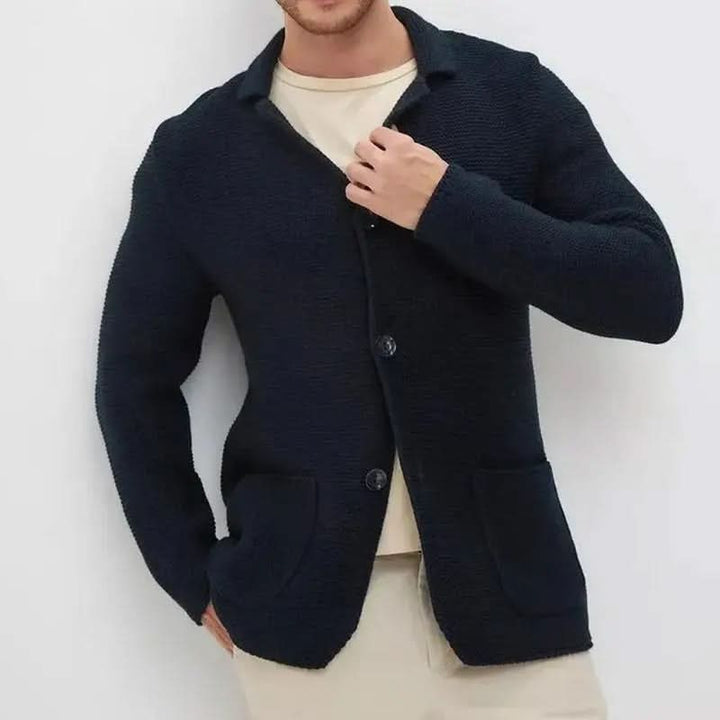 Cardigan de malha cintado com fecho de botões para homem