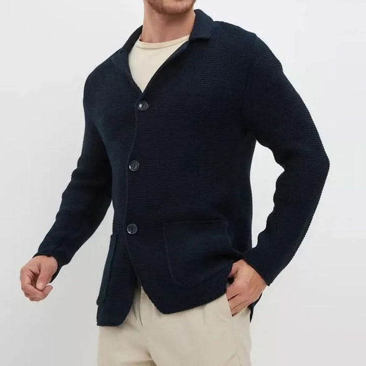 Cardigan de malha cintado com fecho de botões para homem