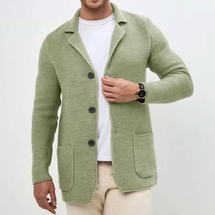 Cardigan de malha cintado com fecho de botões para homem