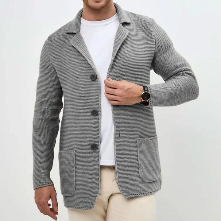 Cardigan de malha cintado com fecho de botões para homem