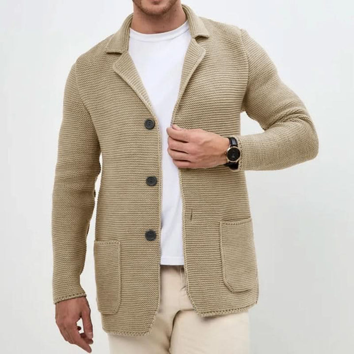 Cardigan de malha cintado com fecho de botões para homem
