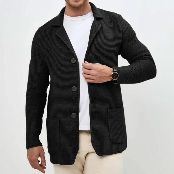 Cardigan de malha cintado com fecho de botões para homem