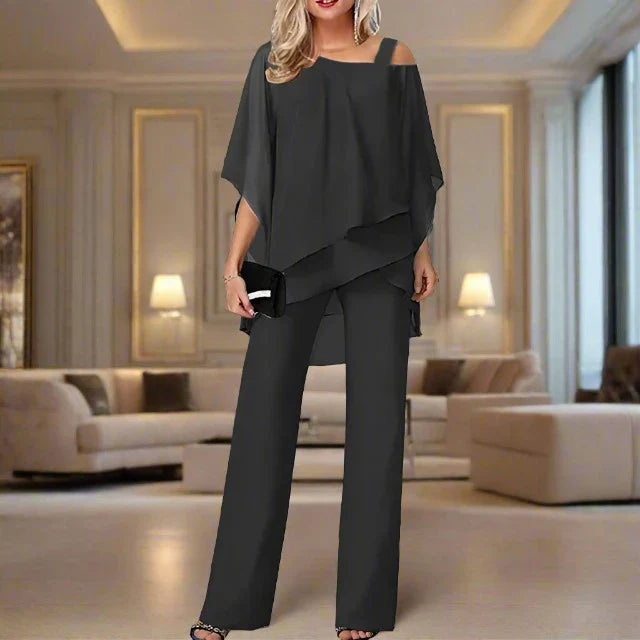 Eliza | Women's Elegant Chiffon Two-Piece Outfit-Metro Lane Plaza