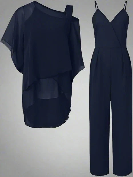Eliza | Women's Elegant Chiffon Two-Piece Outfit-Metro Lane Plaza