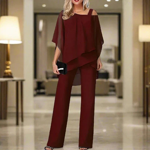 Eliza | Women's Elegant Chiffon Two-Piece Outfit-Metro Lane Plaza