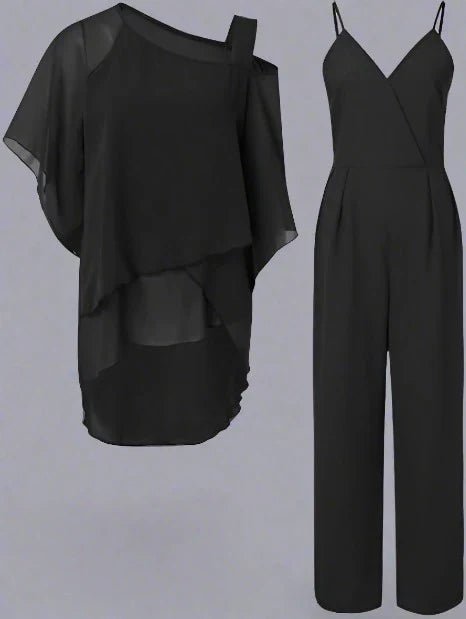 Eliza | Women's Elegant Chiffon Two-Piece Outfit-Metro Lane Plaza