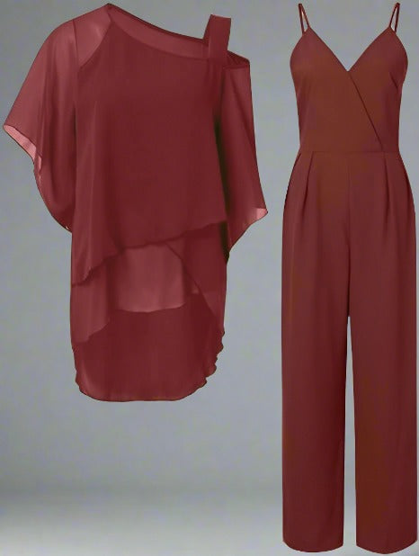 Eliza | Women's Elegant Chiffon Two-Piece Outfit-Metro Lane Plaza