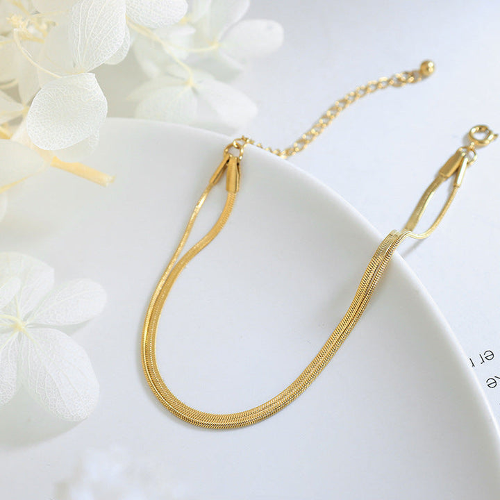 Bertha | Women's Double Bracelet - Elegant Snake Chain Design-Metro Lane Plaza