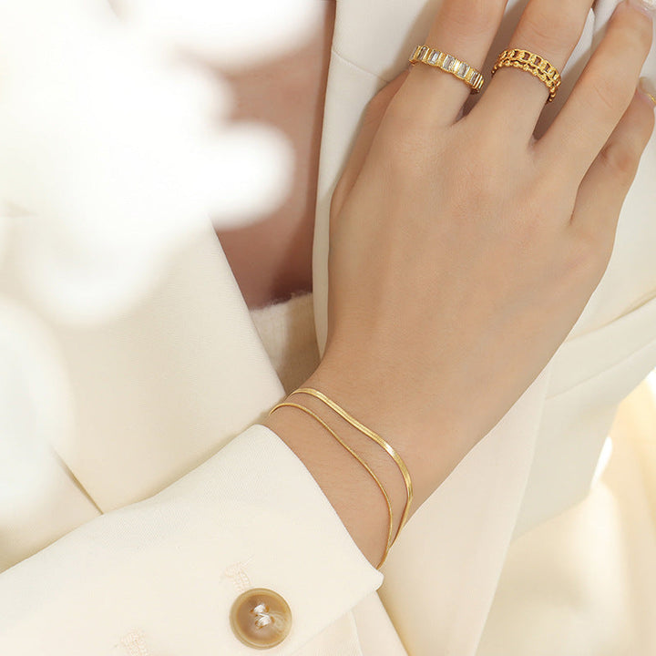 Bertha | Women's Double Bracelet - Elegant Snake Chain Design-Metro Lane Plaza