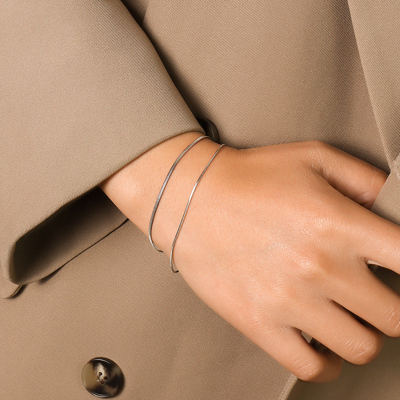 Bertha | Women's Double Bracelet - Elegant Snake Chain Design-Metro Lane Plaza