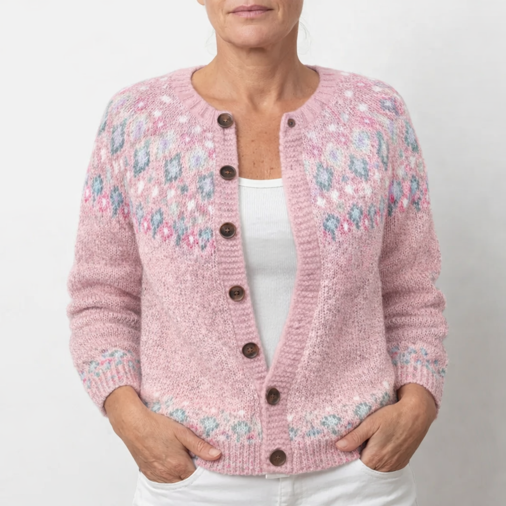 Gestrickter Damenpullover mit Print