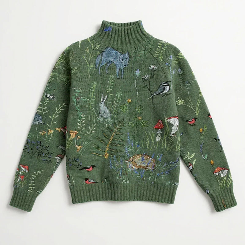 Women's Floral Turtleneck Sweater