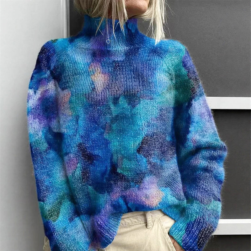 Women's Floral Turtleneck Sweater