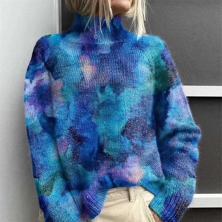 Women's Floral Turtleneck Sweater