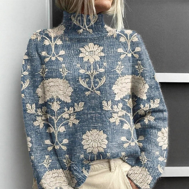 Women's Floral Turtleneck Sweater