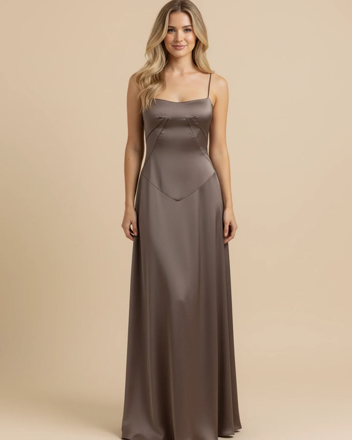 Elegant Women's Spaghetti Strap A-Line Maxi Dress-Metro Lane Plaza