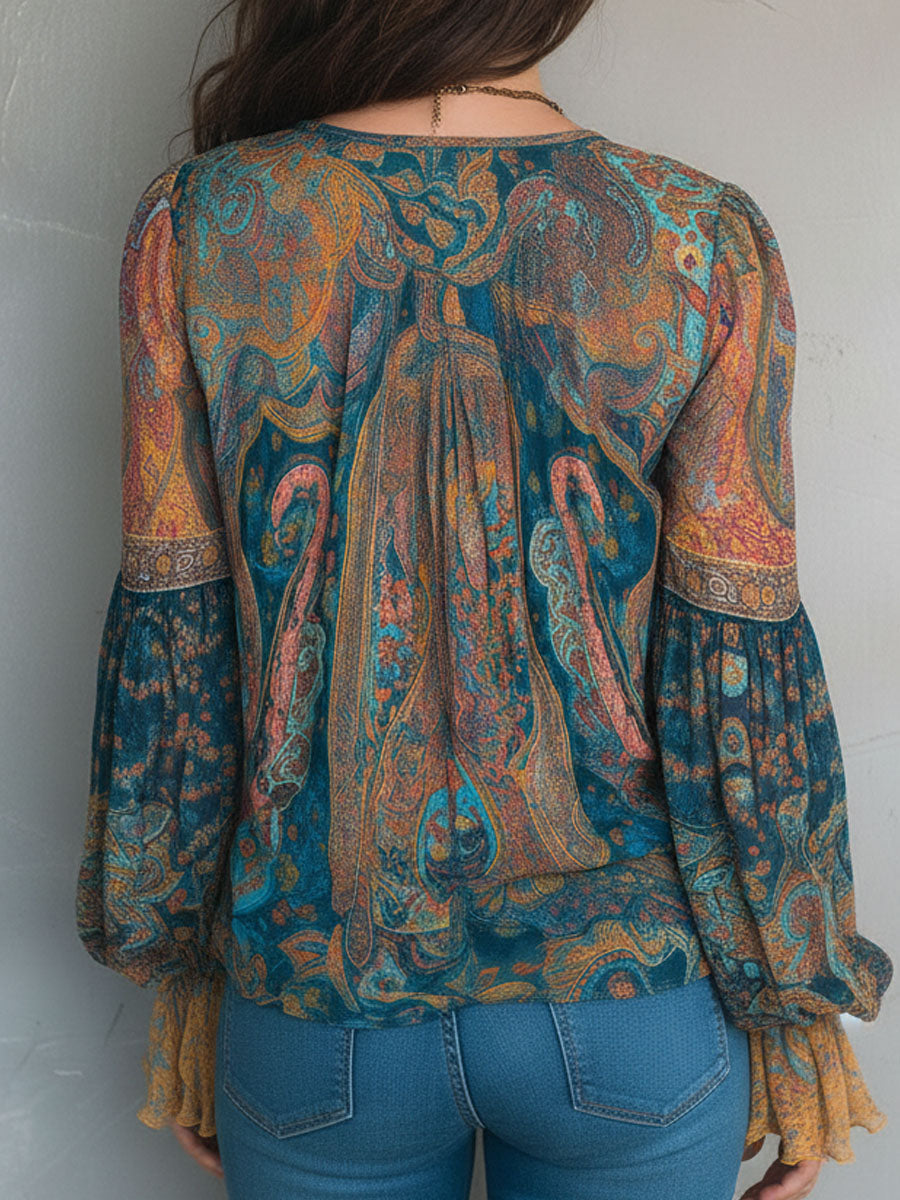 Eliana | Women's Elegant Ruffled Cuff Blouse-Metro Lane Plaza