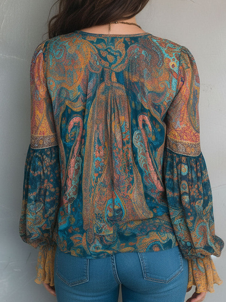 Eliana | Women's Elegant Ruffled Cuff Blouse-Metro Lane Plaza
