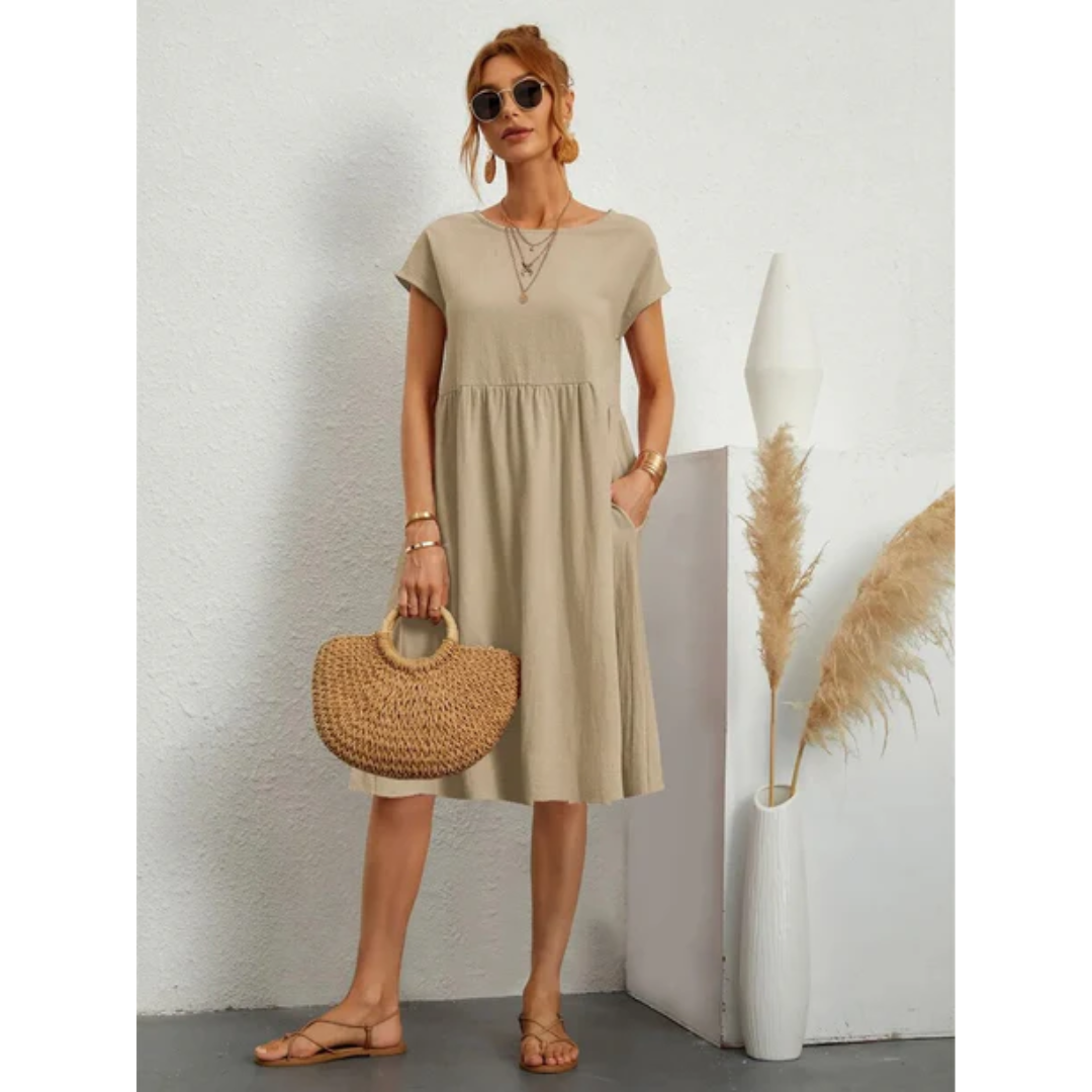 Eliana | Women's Elegant Trendy Summer Midi Dress-Metro Lane Plaza