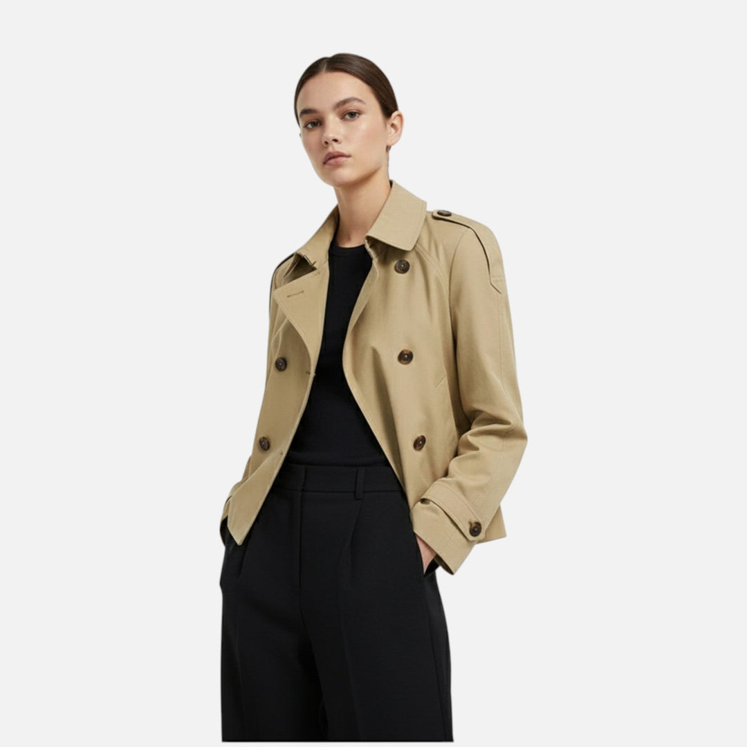 Liana | Women's Elegant Versatile Short Trench Coat-Metro Lane Plaza