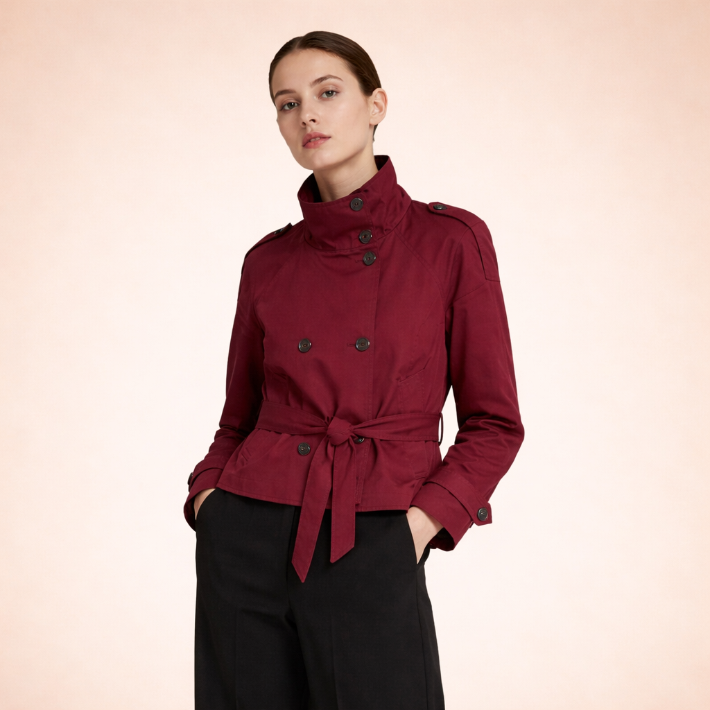 Liana | Women's Elegant Versatile Short Trench Coat-Metro Lane Plaza
