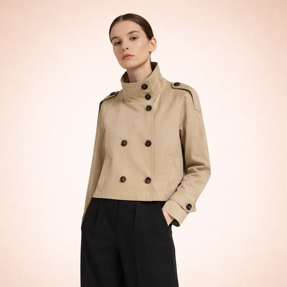 Liana | Women's Elegant Versatile Short Trench Coat-Metro Lane Plaza
