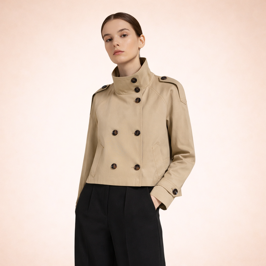 Liana | Women's Elegant Versatile Short Trench Coat-Metro Lane Plaza