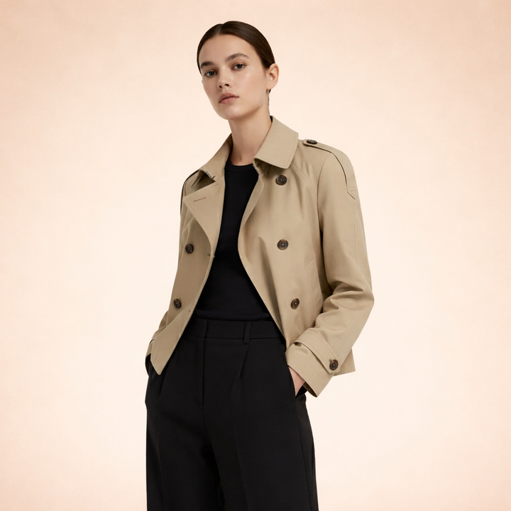 Liana | Women's Elegant Versatile Short Trench Coat-Metro Lane Plaza