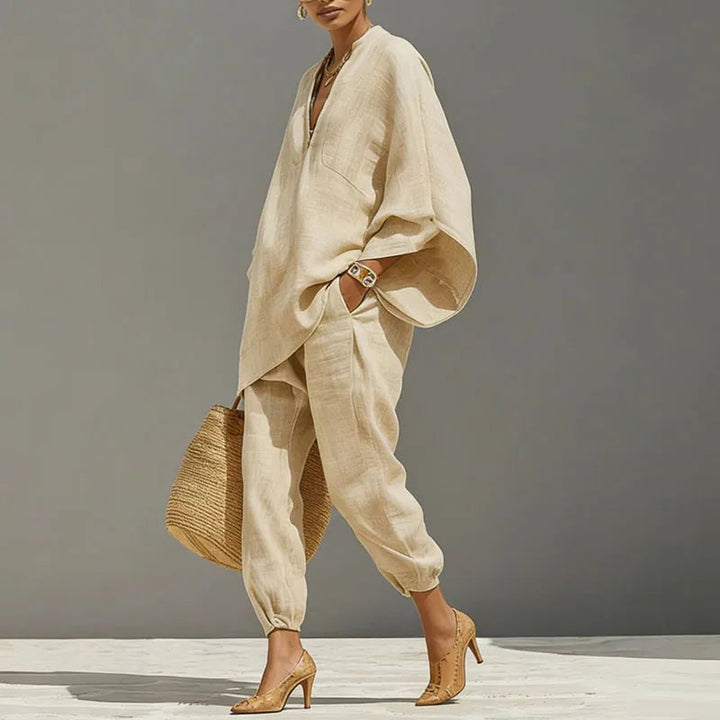 Elizabeth | Women's Elegant Batwing Sleeve Two-Piece Outfit-Metro Lane Plaza