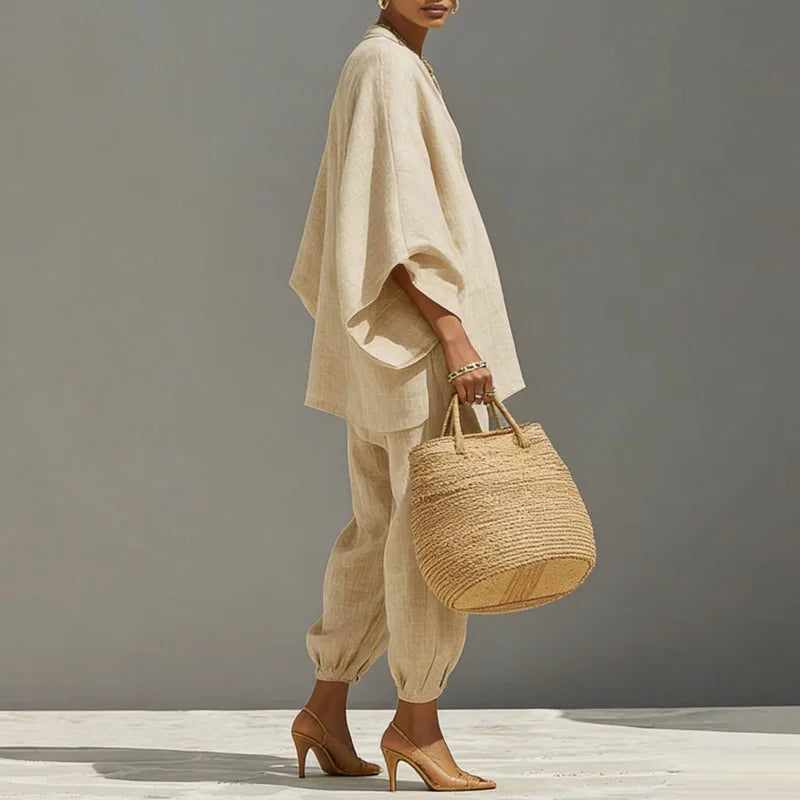 Elizabeth | Women's Elegant Batwing Sleeve Two-Piece Outfit-Metro Lane Plaza