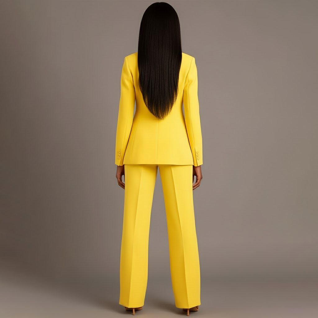 Women's Tailored Blazer and Wide Trousers Two-Piece Suit Set-Metro Lane Plaza