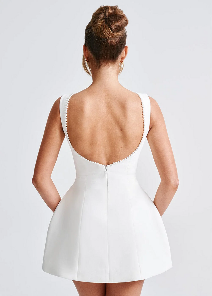 Women's Elegant Pearl Mini Dress with Stylish Design-Metro Lane Plaza
