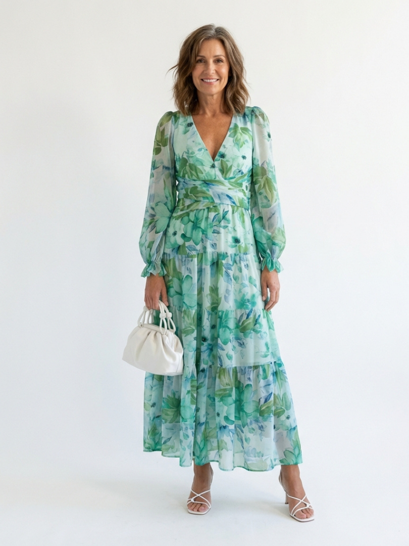 Emily | Women's Elegant Floral Maxi Dress for Summer Style-Metro Lane Plaza
