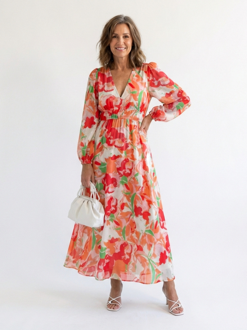 Emily | Women's Elegant Floral Maxi Dress for Summer Style-Metro Lane Plaza