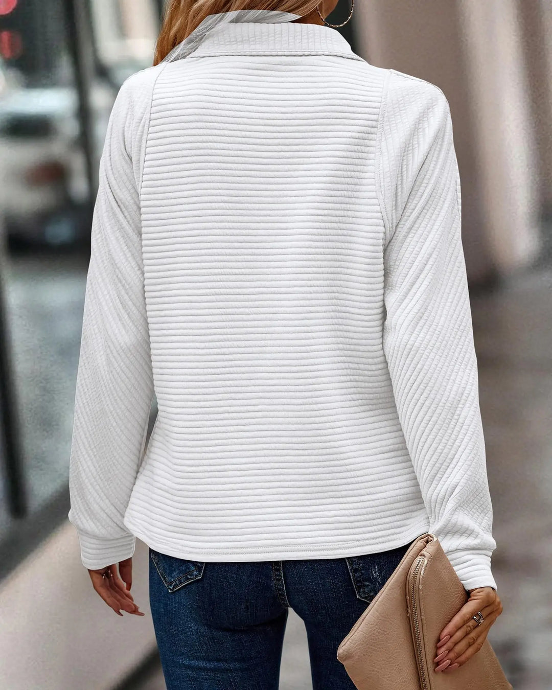 Emily | Women's Half-Zip Sweater with V-Neck and Cozy Fit-Metro Lane Plaza