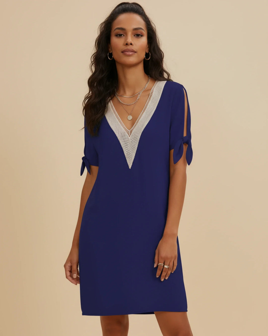 Emily | Women's Tie-Sleeve Mini Dress-Metro Lane Plaza